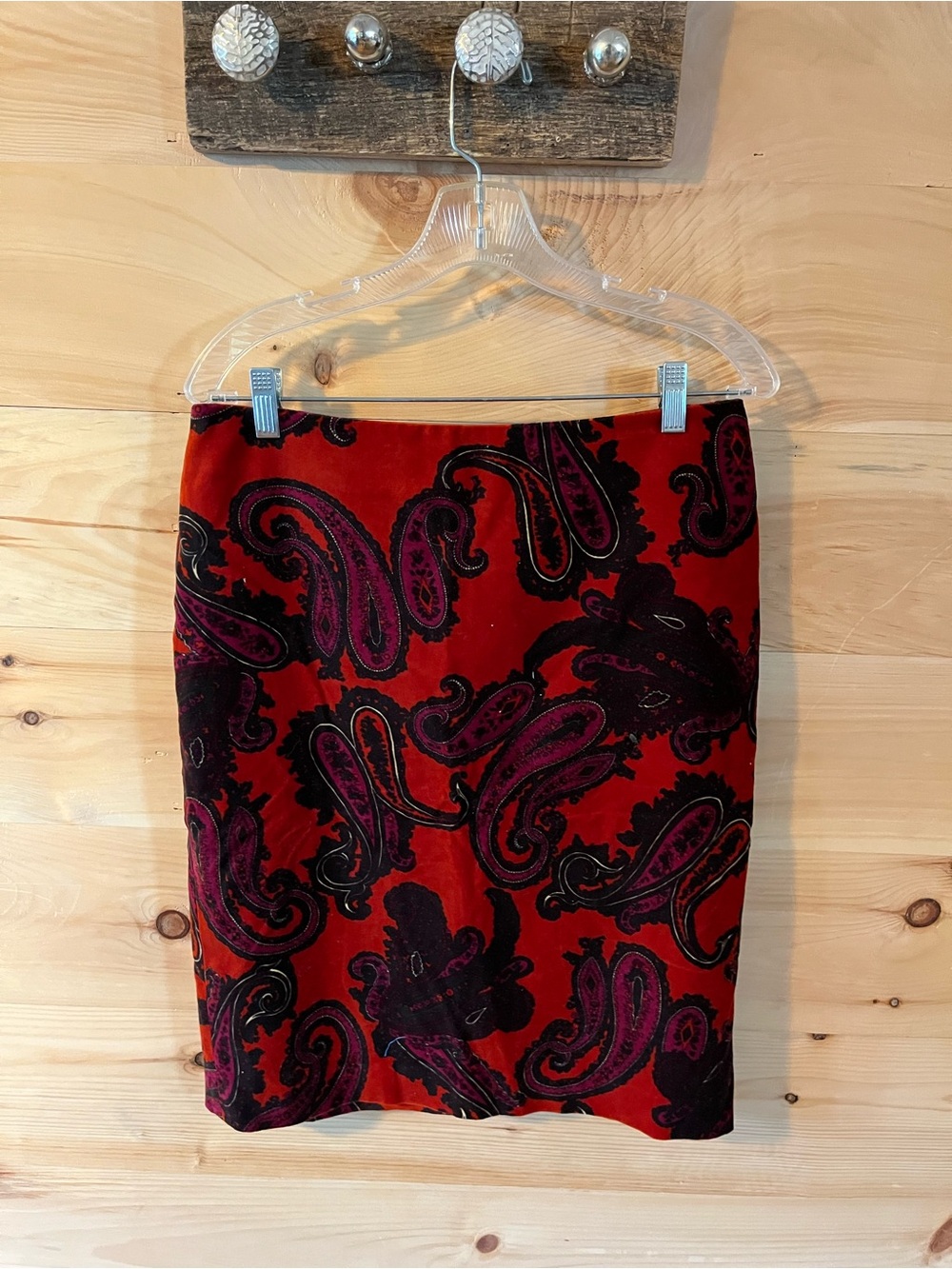 Talbots Paisley Velvet Pencil Skirt Size 8